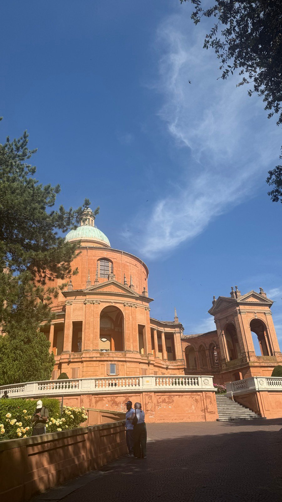 The brick dome of the Sanctuary of the Madonna di San Luca above Bologna
