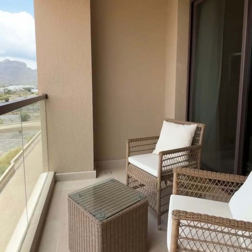 Balcony of the suite looking out over the Jabal Akhdar mountains
