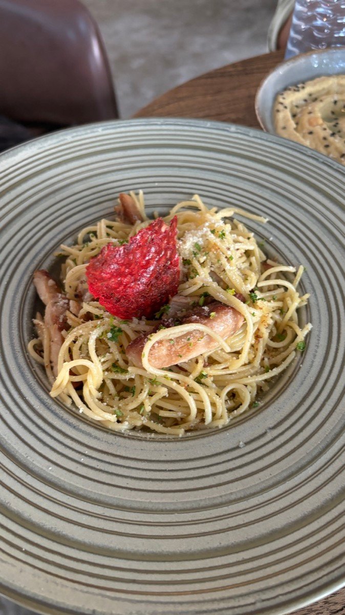 A plate of spaghetti at Moonlight restaurant on Maafushi