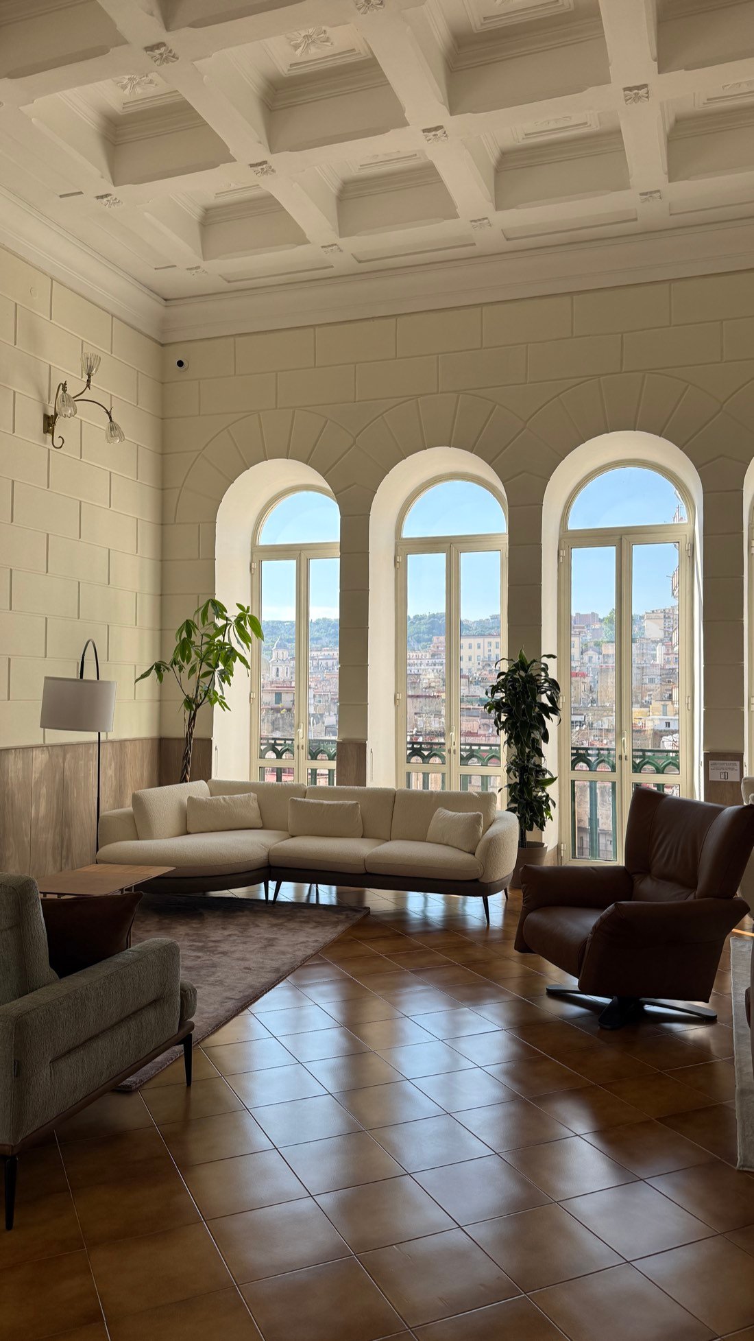 The communal saloon lounge area inside the monastery stay in Naples