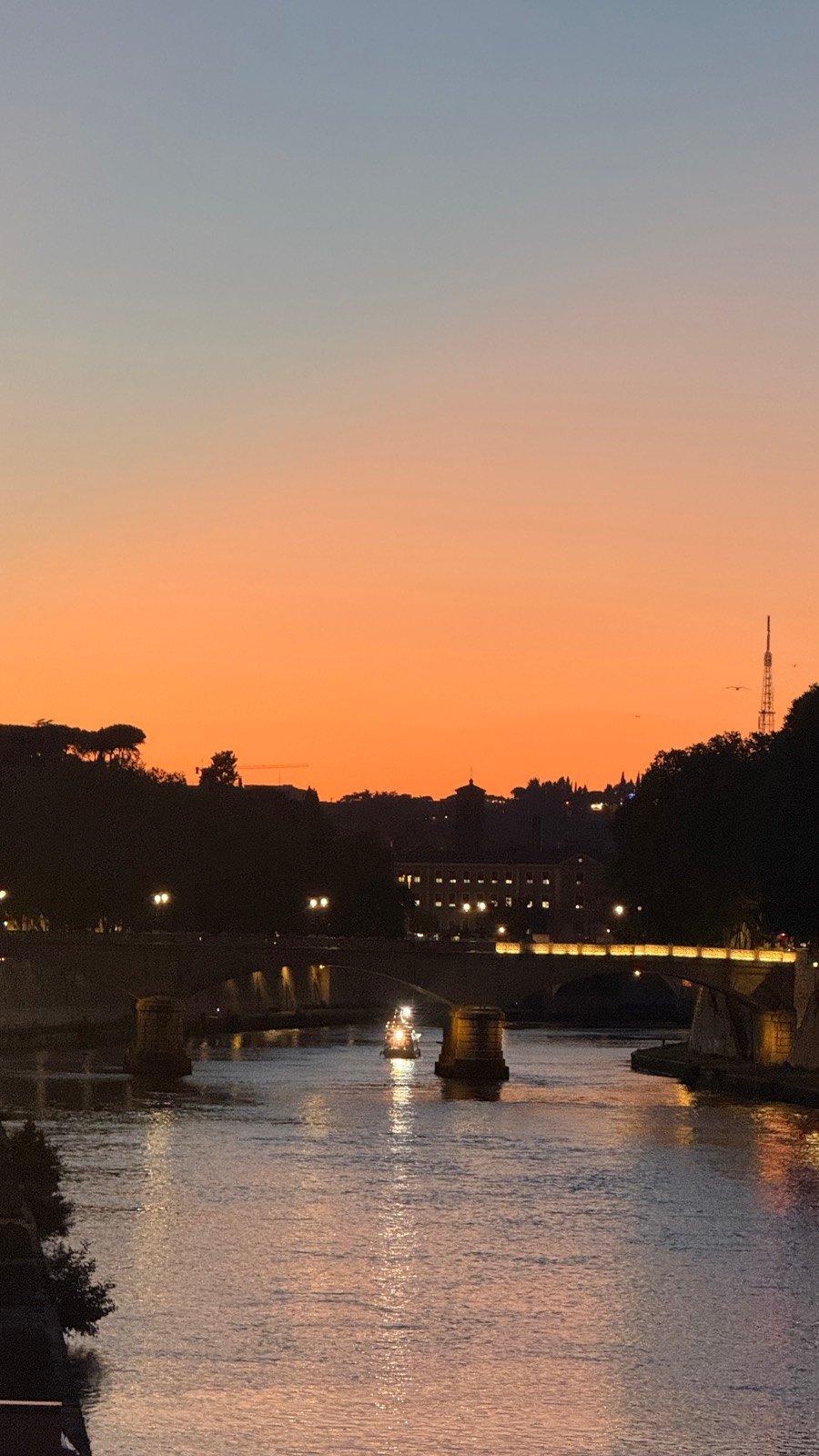 Trastevere rooftops at sunset in Rome