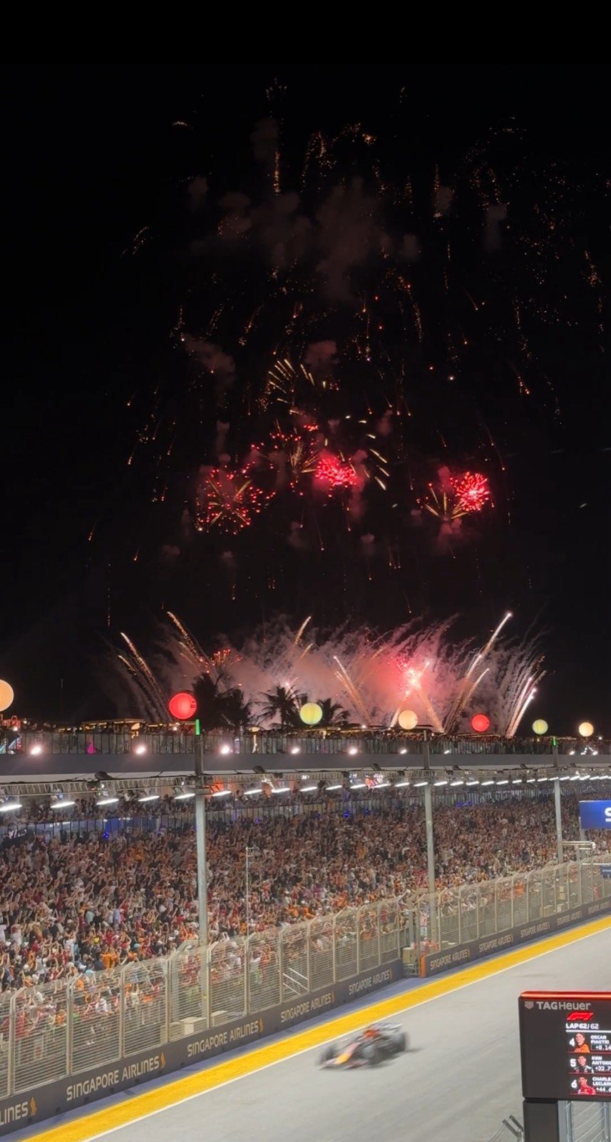 Fireworks over Marina Bay after the Singapore Grand Prix
