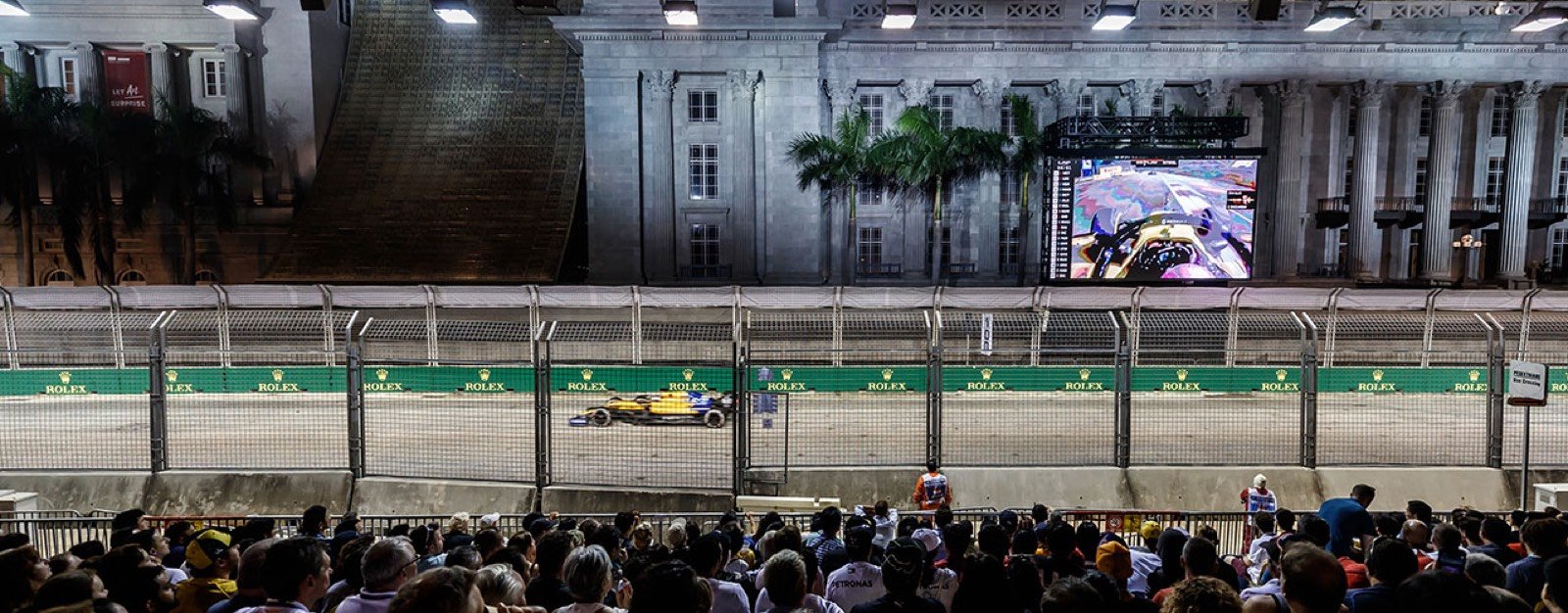 The view from the Padang grandstand in Zone 4 at the Singapore Grand Prix