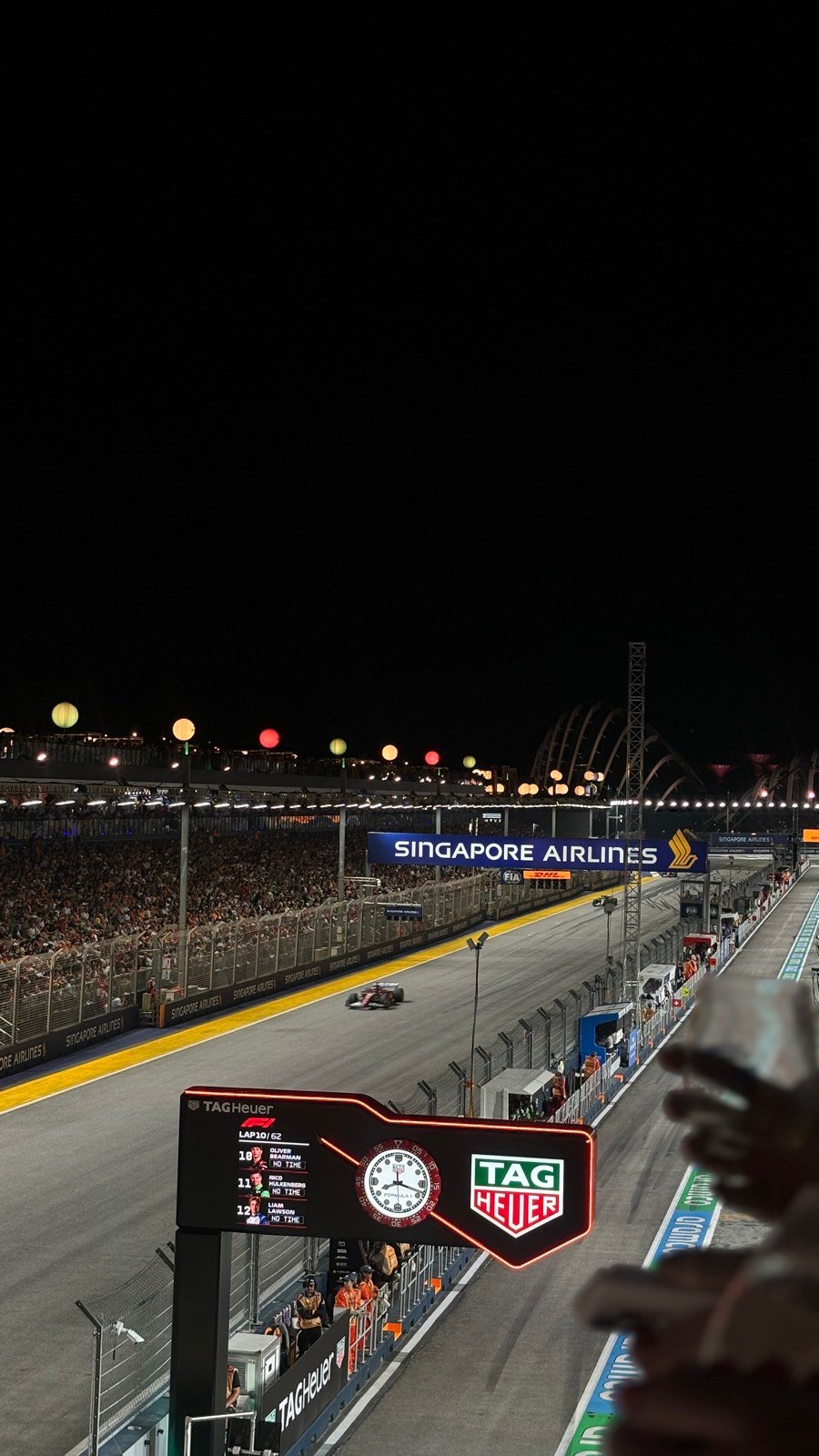The view of the track from the Paddock Club at the Singapore Grand Prix