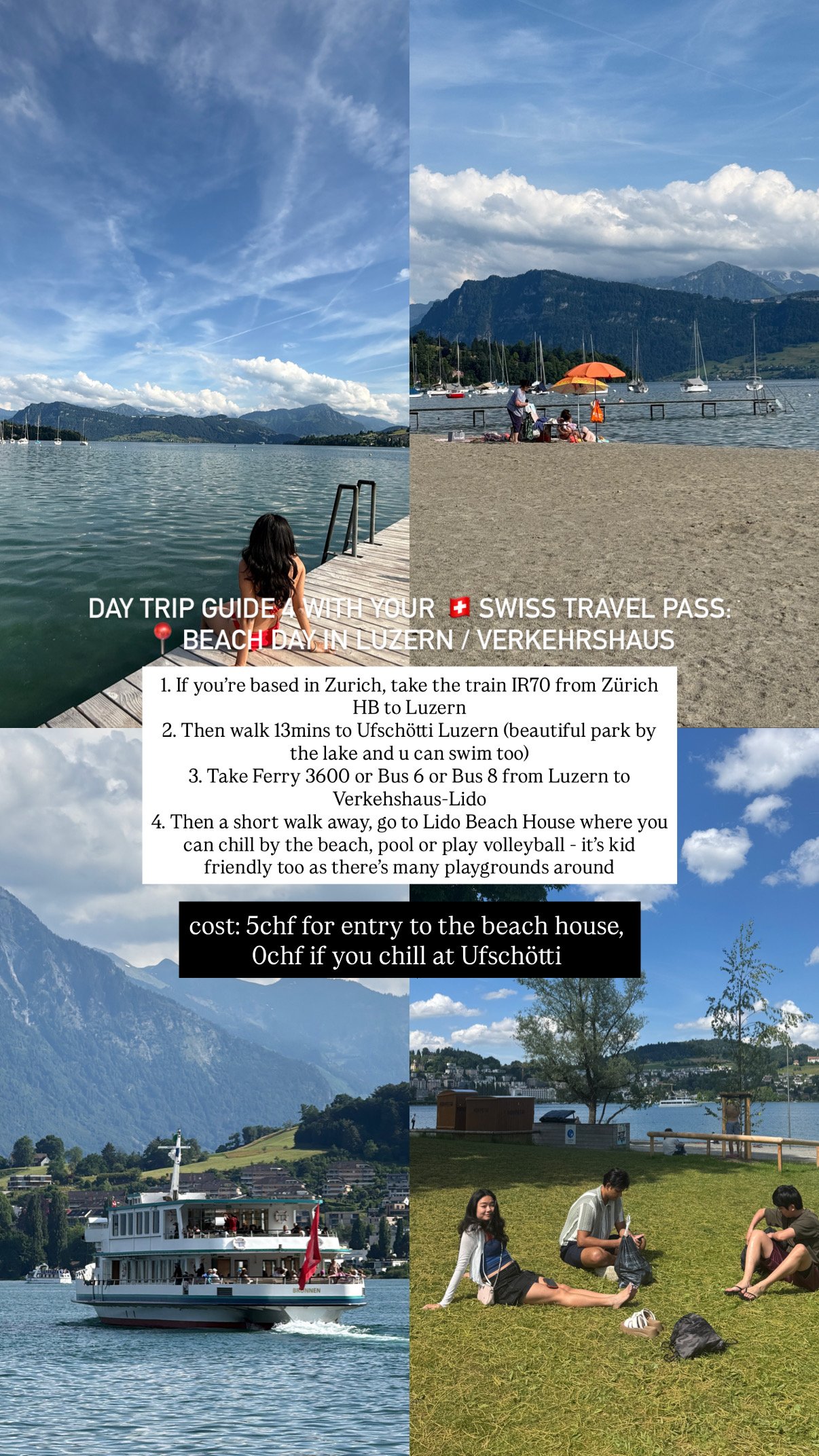 Beach day in Luzern at Ufschötti and the Verkehrshaus Lido