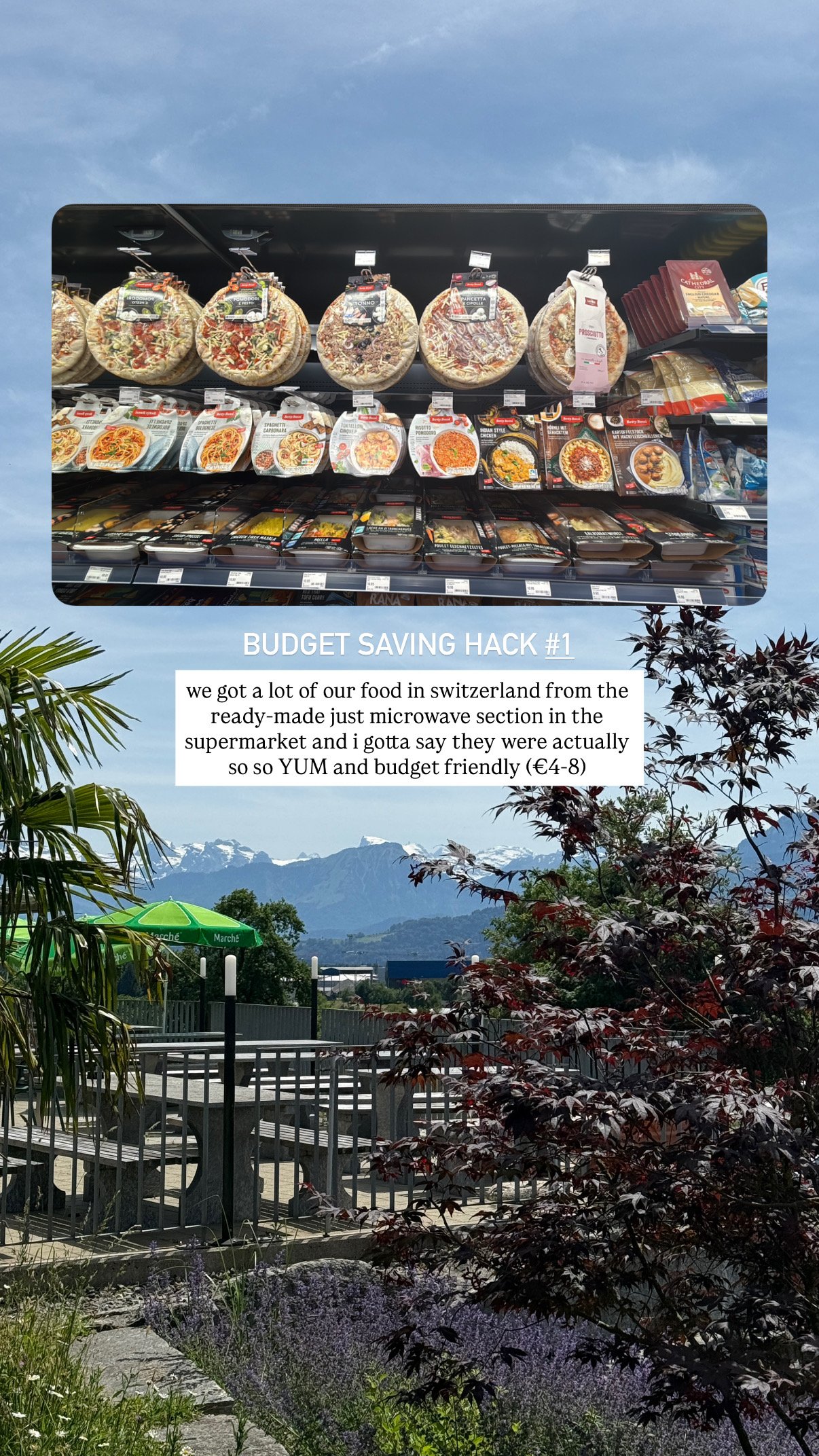 Ready-made microwave meals in a Swiss supermarket, around CHF 4 to 8 each