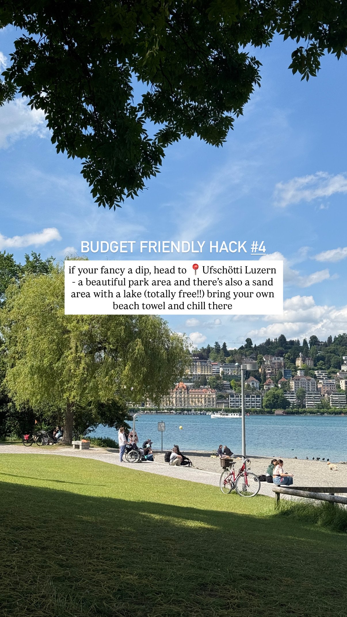 Ufschötti, a free lakeside park and swimming beach in Luzern