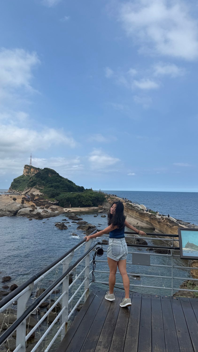 Coastal rock formations and sea at Yehliu Geopark